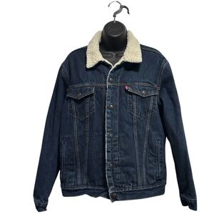 Levi's Dark Blue Denim Jacket with Cream Sherpa Collar